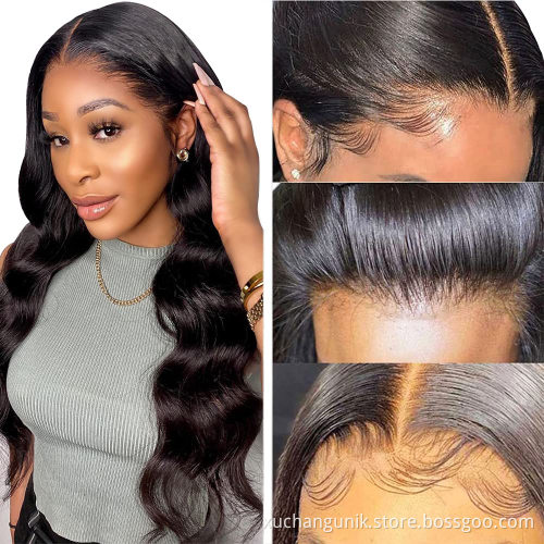 Uniky Wholesale Body Wave Human Hair Wig Long Raw Brazilian Hair Full Transparent Lace Frontal Wig For Black Women
